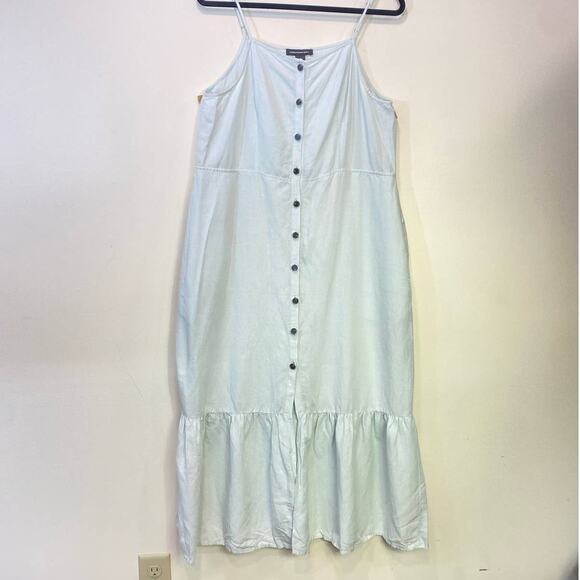 Something Navy Light Blue Linen Blend Maxi  Summer Staple Dress Button Up 1X - Picture 9 of 9